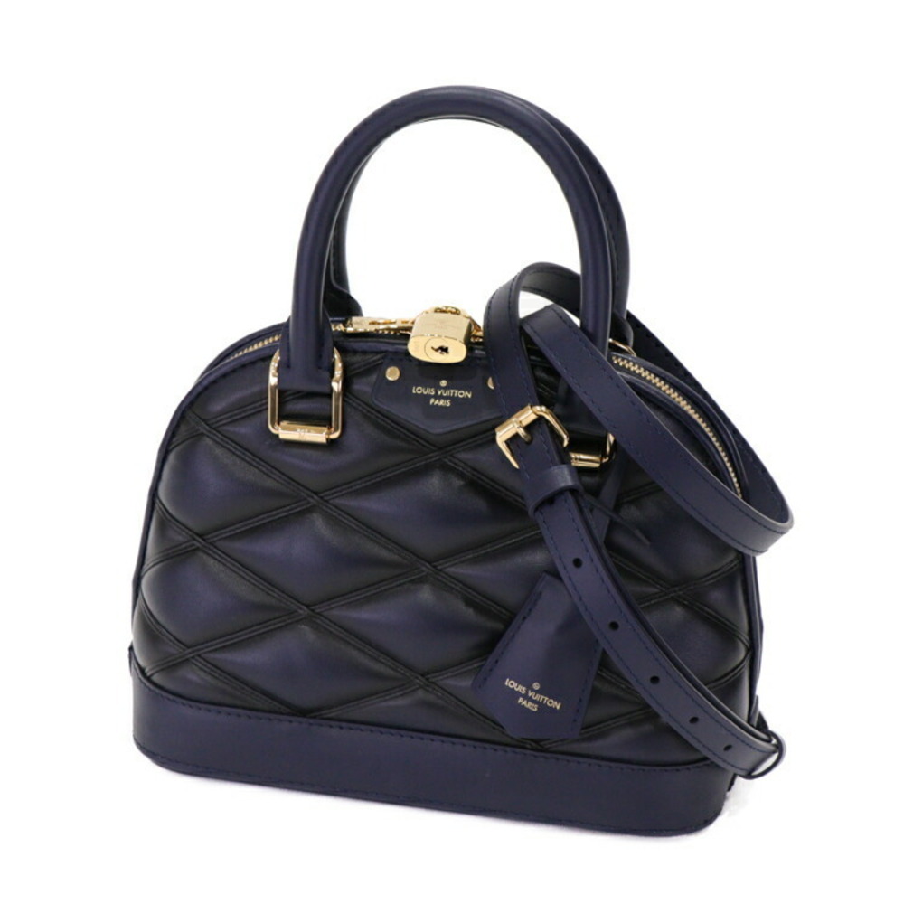 Louis Vuitton Alma Handbag Shoulder Bag Lamb Leather Navy Blue